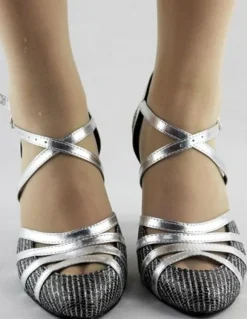 Chaussures de salon femme argent boucle réglable