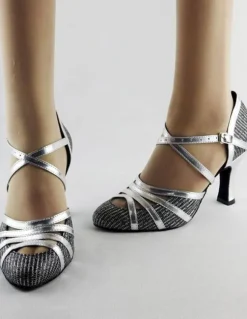 Chaussures de salon femme argent boucle réglable