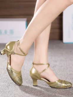 Chaussures de salon femme noir boucle réglable
