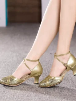 Chaussures de salon femme noir boucle réglable