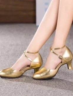 Chaussures de salon femme or boucle réglable