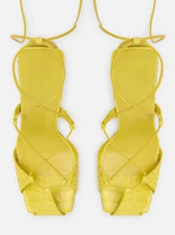Chaussures de soirée en satin bleu à lacets chaussures sandales à talons hauts pour femmes