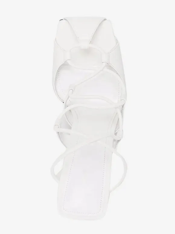 Chaussures de soirée en satin bleu à lacets chaussures sandales à talons hauts pour femmes