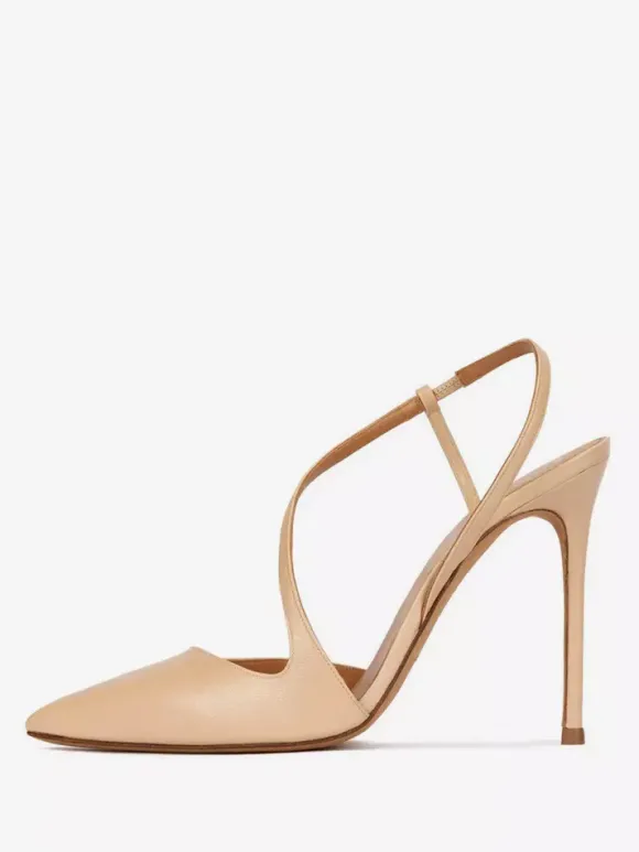 Chaussures de soirée à talons hauts et bout pointu en or pour femmes