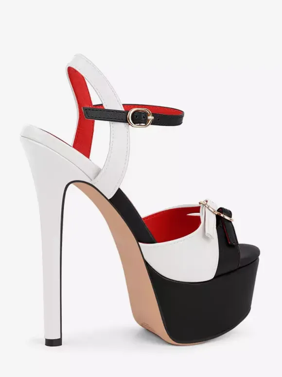 Chaussures de soirée à talons hauts Sadnals plateforme bout ouvert et boucle