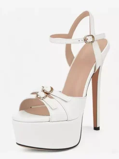 Chaussures de soirée à talons hauts Sadnals plateforme bout ouvert et boucle