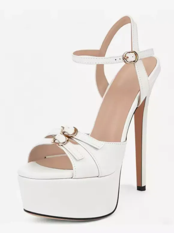 Chaussures de soirée à talons hauts Sadnals plateforme bout ouvert et boucle