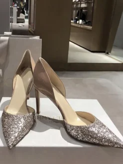 Chaussures de soirée à talons pour femmes chaussures habillées à bout pointu et à talons aiguilles couleur chair