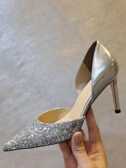 Chaussures de soirée à talons pour femmes chaussures habillées à bout pointu et à talons aiguilles couleur chair