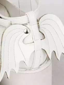 Chaussures Gothique Lolita croisent plate-forme Wedge T-strap Lolita Shoes avec aile mal Déguisements Halloween