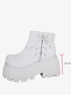 Chaussures gothiques Lolita en cuir PU blanc chaussures Lolita à talons compensés