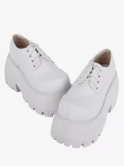 Chaussures Gothiques Lolita Escarpins Lolita en Cuir PU à Bout Rond Blanc