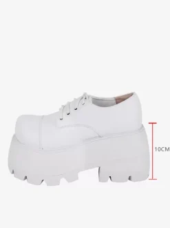 Chaussures Gothiques Lolita Escarpins Lolita en Cuir PU à Bout Rond Blanc