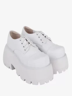 Chaussures Gothiques Lolita Escarpins Lolita en Cuir PU à Bout Rond Blanc