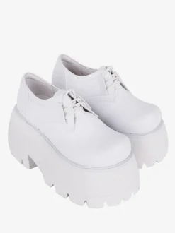 Chaussures gothiques épaisses Lolita noires en cuir PU à bout rond Lolita
