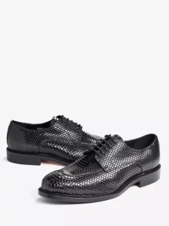 Chaussures habillées derbies pour hommes en cuir véritable gaufré python chaussures d'affaires formelles