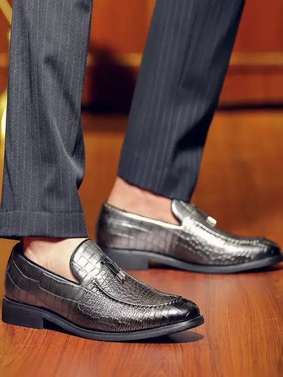 Chaussures habillées pour hommes bout rond motif serpent à enfiler
