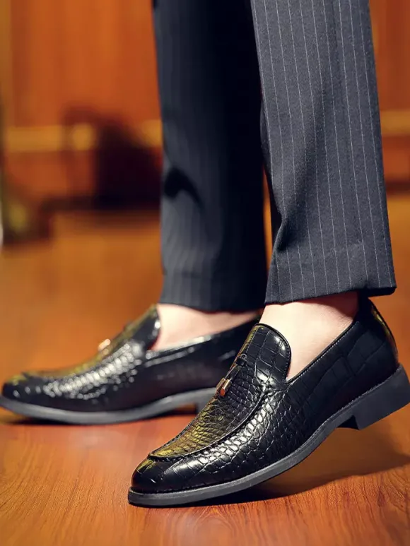 Chaussures habillées pour hommes bout rond motif serpent à enfiler