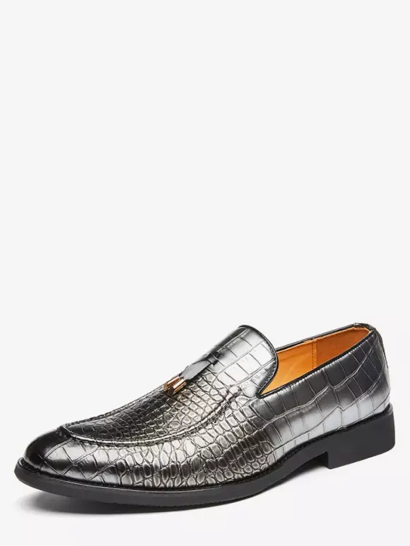 Chaussures habillées pour hommes bout rond motif serpent à enfiler
