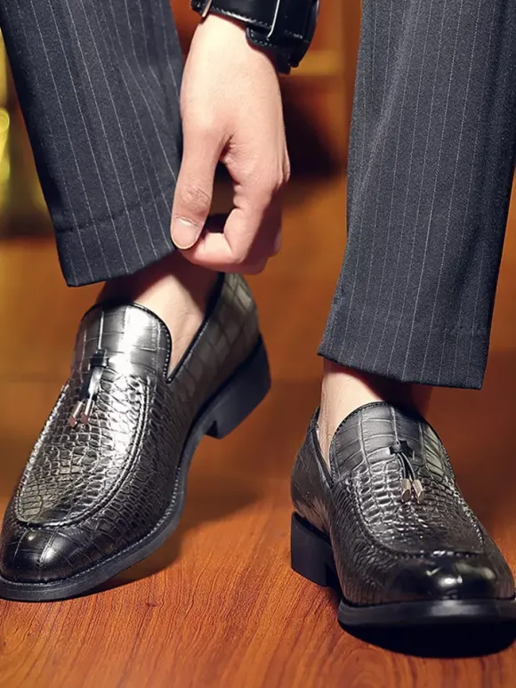 Chaussures habillées pour hommes bout rond motif serpent à enfiler