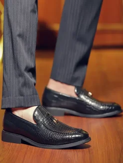 Chaussures habillées pour hommes bout rond motif serpent à enfiler