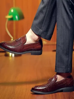 Chaussures habillées pour hommes bout rond motif serpent à enfiler