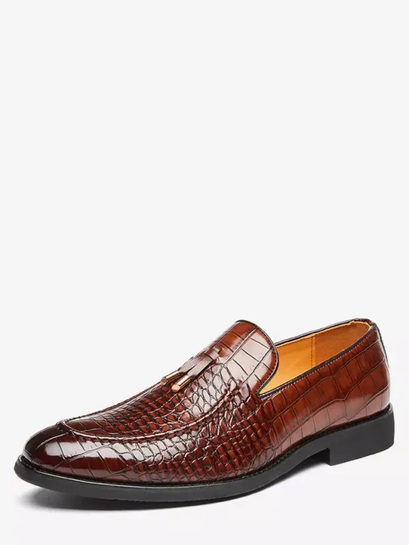 Chaussures habillées pour hommes bout rond motif serpent à enfiler