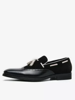 Chaussures habillées pour hommes bout rond à enfiler avec pompons