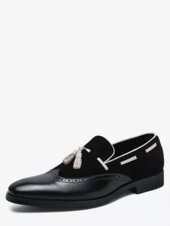 Chaussures habillées pour hommes bout rond à enfiler avec pompons