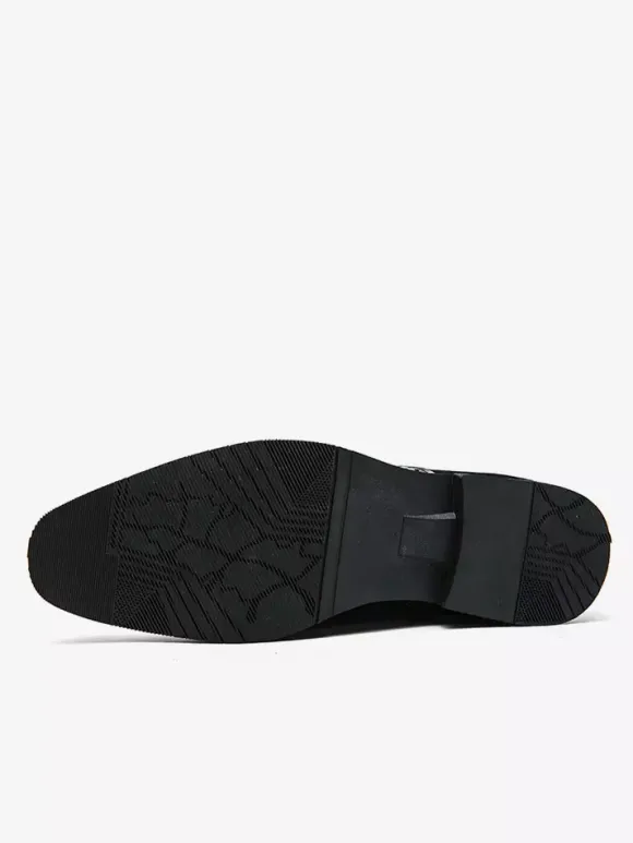 Chaussures habillées pour hommes bout rond à enfiler avec pompons