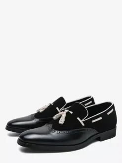 Chaussures habillées pour hommes bout rond à enfiler avec pompons
