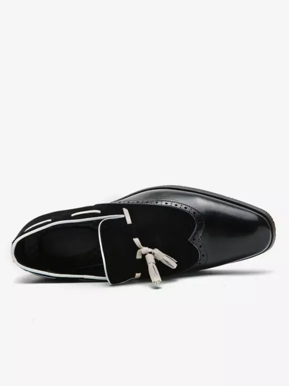 Chaussures habillées pour hommes bout rond à enfiler avec pompons