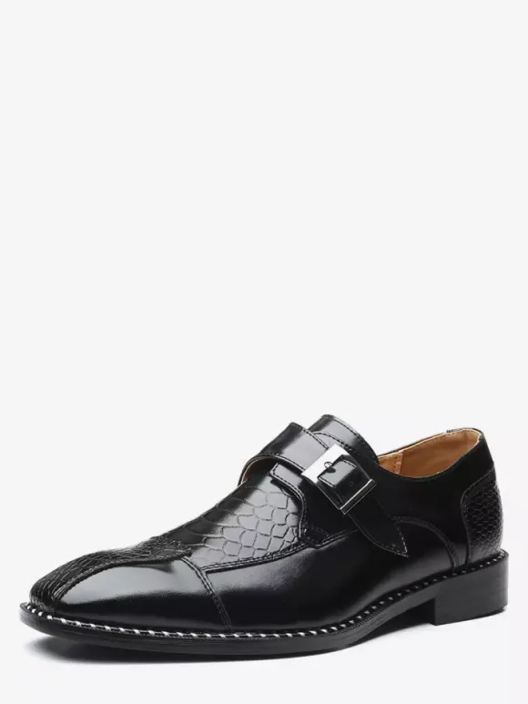 Chaussures habillées pour hommes à enfiler en cuir à brides à bout pointu Oxford chaussures d'affaires formelles