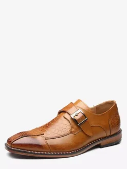 Chaussures habillées pour hommes à enfiler en cuir à brides à bout pointu Oxford chaussures d'affaires formelles