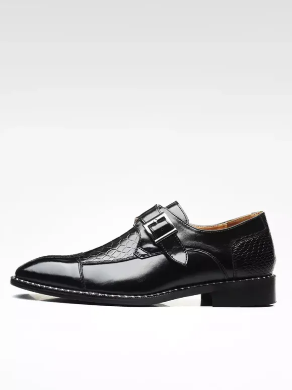 Chaussures habillées pour hommes à enfiler en cuir à brides à bout pointu Oxford chaussures d'affaires formelles