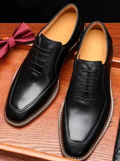Chaussures habillées pour hommes à bout rond en cuir PU Derby Prom Party Chaussures de mariage