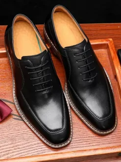 Chaussures habillées pour hommes à bout rond en cuir PU Derby Prom Party Chaussures de mariage
