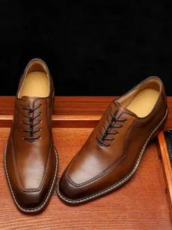 Chaussures habillées pour hommes à bout rond en cuir PU Derby Prom Party Chaussures de mariage