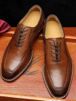 Chaussures habillées pour hommes à bout rond en cuir PU Derby Prom Party Chaussures de mariage