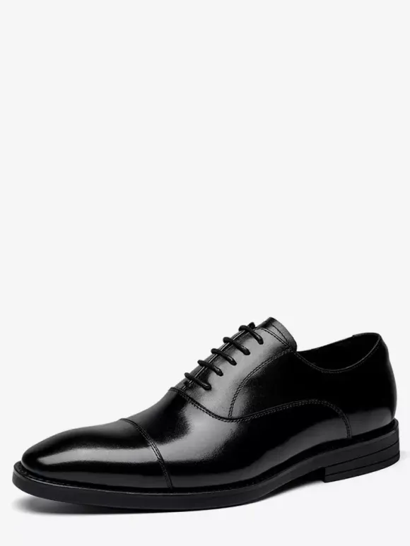 Chaussures habillées pour hommes en cuir à bout pointu à lacets et à talons bas derbies