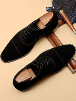 Chaussures habillées pour homme à la mode à bout rond en cuir de vache Oxford marron pour bal de promo et mariage