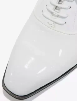 Chaussures habillées pour hommes à bout pointu à lacets en cuir verni pour bal de promo mariage