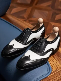 Chaussures habillées pour hommes à bout carré en cuir Brogue Oxford Chaussures de bal de mariage