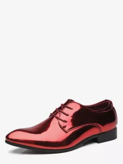 Chaussures habillées pour hommes chaussures derby à lacets en cuir verni semelle à talon carré chaussures basses formelles