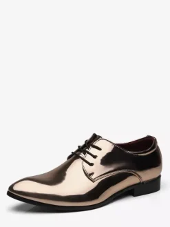 Chaussures habillées pour hommes chaussures derby à lacets en cuir verni semelle à talon carré chaussures basses formelles