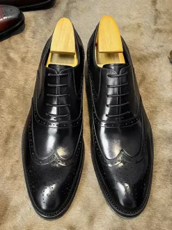 Chaussures habillées pour hommes chaussures de mariage à bout carré en cuir de vache Oxford pour bal de promo