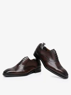 Chaussures habillées pour hommes chaussures de mariage formelles à bout rond en cuir Brogue Derby