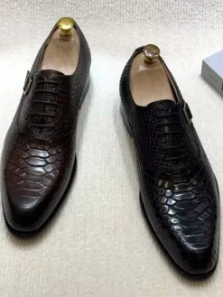 Chaussures habillées pour hommes chaussures de bureau tendance en cuir gaufré serpent
