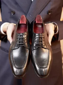 Chaussures habillées pour hommes Chaussures de mariage formelles en cuir à bout carré élégantes