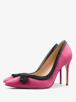 Chaussures habillées à talons hauts blancs pour femmes bout pointu n艙ud à enfiler